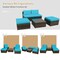 5 Pieces Patio Rattan Furniture Set With Cushioned Armless Sofa